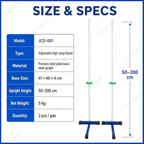 Competition Training High Jump Stands for School, Adjustable High Jump Standards for Athletics Training, 50-200 cm with Stable Base Track, for Competition,Training and School Sports in Kuwait