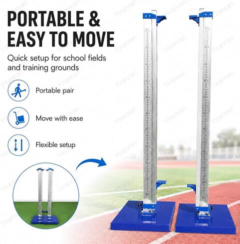 Aluminum Track & Field High Jump Measuring Standard, Heavy-Duty Training High Jump Stands with Stable Base, Adjustable Bracket, for Competition,Training and School Sports in Kuwait