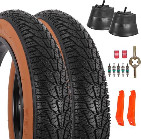 2-Pack 20x4.0 Fat Bike Tire, 20 Inch Mountain Bike Tires & Tubes Set, Folding Replacement Bicycle Tires with Tire Levers for Off-Road Bike, Ebike in Kuwait