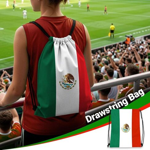 G128 World Soccer Tournament 2026 Cup Soccer Fan Set 6PCS, Mexico Fan Merch with Flag and Koozie, Accessories for Sports Parties in Kuwait