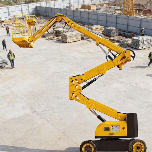 Hydraulic Mini Wheeled Crane & Self-Propelled Man Lift with Fly Jib – Electric Aerial Work Platform for Indoor Repair & Building Maintenance in Kuwait