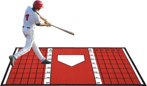 ZEALFEEL Baseball and Softball Hitting Mat, 7mm Thickened, Anti-Curl Reinforced Edge Wrapping Batting Mat with Grid Alignment, Anti Slip TPR Base, Home Plate Mat for Garage Backyard, 6.5x4 ft in Kuwait