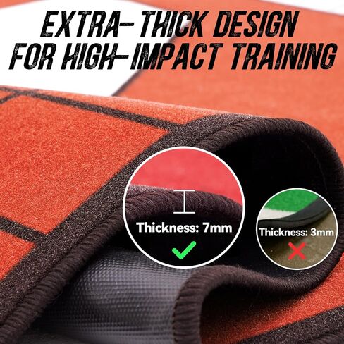 ZEALFEEL Baseball and Softball Hitting Mat, 7mm Thickened, Anti-Curl Reinforced Edge Wrapping Batting Mat with Grid Alignment, Anti Slip TPR Base, Home Plate Mat for Garage Backyard, 6.5x4 ft in Kuwait