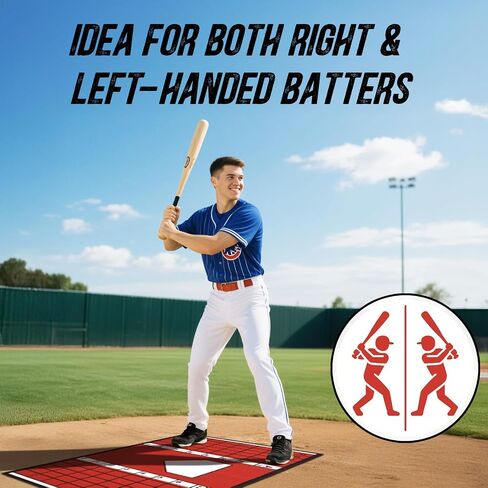 ZEALFEEL Baseball and Softball Hitting Mat, 7mm Thickened, Anti-Curl Reinforced Edge Wrapping Batting Mat with Grid Alignment, Anti Slip TPR Base, Home Plate Mat for Garage Backyard, 6.5x4 ft in Kuwait