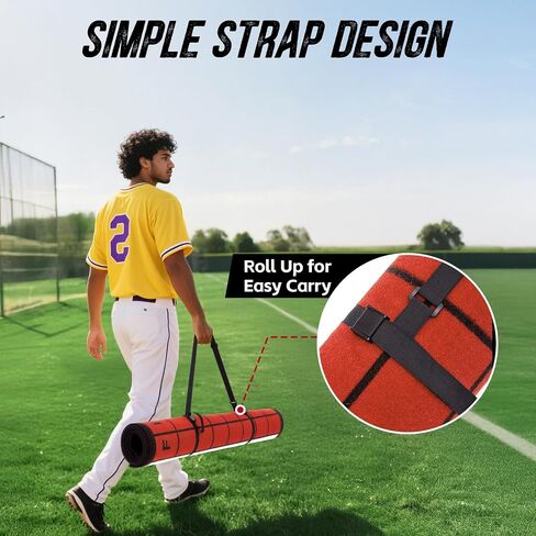 ZEALFEEL Baseball and Softball Hitting Mat, 7mm Thickened, Anti-Curl Reinforced Edge Wrapping Batting Mat with Grid Alignment, Anti Slip TPR Base, Home Plate Mat for Garage Backyard, 6.5x4 ft in Kuwait