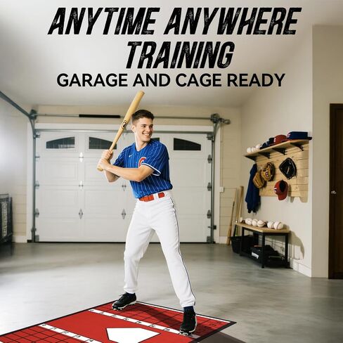 ZEALFEEL Baseball and Softball Hitting Mat, 7mm Thickened, Anti-Curl Reinforced Edge Wrapping Batting Mat with Grid Alignment, Anti Slip TPR Base, Home Plate Mat for Garage Backyard, 6.5x4 ft in Kuwait