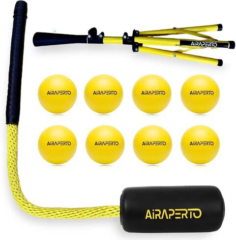 Baseball & Softball Rope Swing Trainer - Batting Training Tool with Batting Tee & 8 Soft Training Balls, Outdoor Indoor Training Bat, Hitting Aid for Youth & Beginners in Kuwait