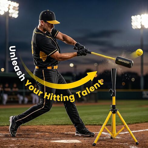 Baseball & Softball Rope Swing Trainer - Batting Training Tool with Batting Tee & 8 Soft Training Balls, Outdoor Indoor Training Bat, Hitting Aid for Youth & Beginners in Kuwait
