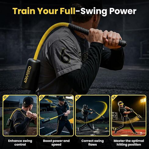 Baseball & Softball Rope Swing Trainer - Batting Training Tool with Batting Tee & 8 Soft Training Balls, Outdoor Indoor Training Bat, Hitting Aid for Youth & Beginners in Kuwait
