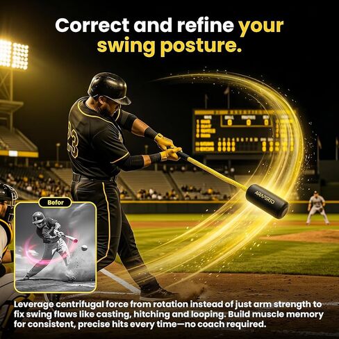 Baseball & Softball Rope Swing Trainer - Batting Training Tool with Batting Tee & 8 Soft Training Balls, Outdoor Indoor Training Bat, Hitting Aid for Youth & Beginners in Kuwait