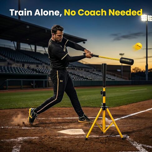 Baseball & Softball Rope Swing Trainer - Batting Training Tool with Batting Tee & 8 Soft Training Balls, Outdoor Indoor Training Bat, Hitting Aid for Youth & Beginners in Kuwait