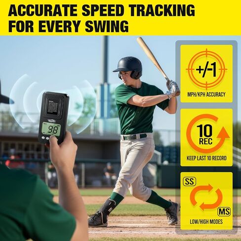 Baseball Swing Trainer & Speed Radar Set– Height Adjustable 31-47 inch Hitting Trainer with Power Bands & Real-Time Radar Gun LCD Display | Solo Training Equipment for Speed, Timing & Swing Mechanics in Saudi Arabia