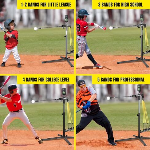 Baseball Swing Trainer & Speed Radar Set– Height Adjustable 31-47 inch Hitting Trainer with Power Bands & Real-Time Radar Gun LCD Display | Solo Training Equipment for Speed, Timing & Swing Mechanics in Saudi Arabia