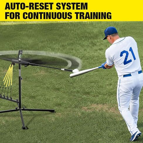 Baseball Swing Trainer & Speed Radar Set– Height Adjustable 31-47 inch Hitting Trainer with Power Bands & Real-Time Radar Gun LCD Display | Solo Training Equipment for Speed, Timing & Swing Mechanics in Saudi Arabia