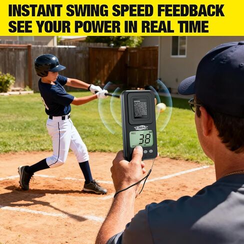 Baseball Swing Trainer & Speed Radar Set– Height Adjustable 31-47 inch Hitting Trainer with Power Bands & Real-Time Radar Gun LCD Display | Solo Training Equipment for Speed, Timing & Swing Mechanics in Saudi Arabia