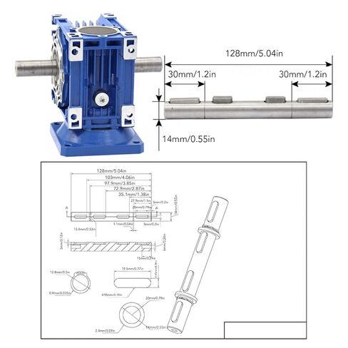 Reducer Double Output Shaft, 14mm Diameter 128mm Length Stepper Motor Dual Output Shaft Alloy Steel Output Shaft in Kuwait