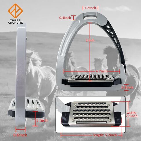 THREE ARCHERS Side Opening Safety Stirrups for Adults,4.7"Anti-Slip Grated Tread Breakaway Stirrups, 1 Pair Lightweight English Riding Stirrups for Equestrian Beginner Trail | Side Opening Safety Stirrups, lightweight aluminum alloy,4.7"Anti-Slip Grated T in Kuwait