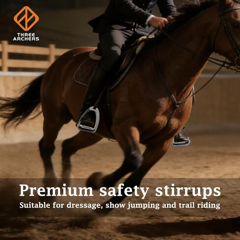 THREE ARCHERS Side Opening Safety Stirrups for Adults,4.7"Anti-Slip Grated Tread Breakaway Stirrups, 1 Pair Lightweight English Riding Stirrups for Equestrian Beginner Trail | Side Opening Safety Stirrups, lightweight aluminum alloy,4.7"Anti-Slip Grated T in Kuwait