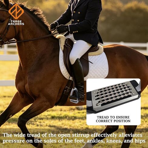 THREE ARCHERS Side Opening Safety Stirrups for Adults,4.7"Anti-Slip Grated Tread Breakaway Stirrups, 1 Pair Lightweight English Riding Stirrups for Equestrian Beginner Trail | Side Opening Safety Stirrups, lightweight aluminum alloy,4.7"Anti-Slip Grated T in Kuwait