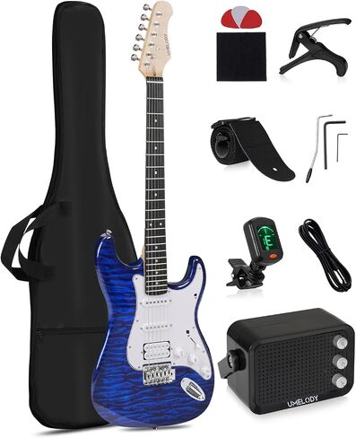 UST-200 Beginner Electric Guitar Kit HSS Pickup, Versatile 5-Way Switch for Clean to High-Gain Tone, Full-Size ST Style Guitar for Starter & Intermediate Players, Gig Bag, Digital Tuner Purple in Kuwait