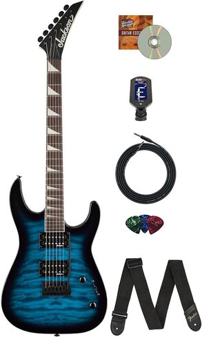 Jackson JS Series Dinky Arch Top JS22 DKA Electric Guitar - Satin Black Bundle with Cable, Tuner, Strap, Picks, and Austin Bazaar Instructional DVD in Kuwait