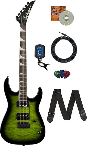 Jackson JS Series Dinky Arch Top JS22 DKA Electric Guitar - Satin Black Bundle with Cable, Tuner, Strap, Picks, and Austin Bazaar Instructional DVD in Kuwait