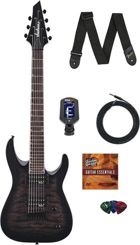 Jackson JS Series Dinky Arch Top JS22 DKA Electric Guitar - Satin Black Bundle with Cable, Tuner, Strap, Picks, and Austin Bazaar Instructional DVD in Kuwait