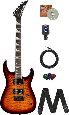 Jackson JS Series Dinky Arch Top JS22 DKA Electric Guitar - Satin Black Bundle with Cable, Tuner, Strap, Picks, and Austin Bazaar Instructional DVD in Kuwait