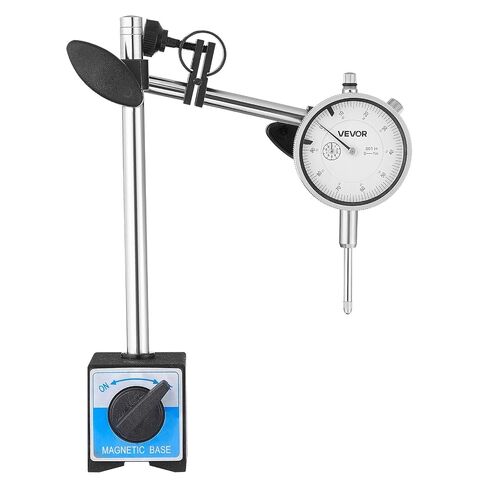 VEVOR Dial Test Indicator with Dual Rod Stand and Storage Case, 0.001 inch Accuracy, 0-1 inch Range, Fine Adjustable Long Arm, Non-Magnetic Centering Rods for Machine Set-Up, Narrow Area Measurement in Kuwait