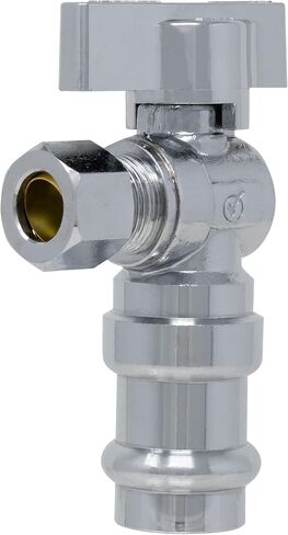 1/4 Turn Angle Stop Valve, 1/2" Press x 3/8" OD Compression Miiflex Heavy Duty Chrome Plated Brass Quarter Shut Off Valve with Ferrule and Nut for Residential/Commercial Compatible with ProPress in Kuwait