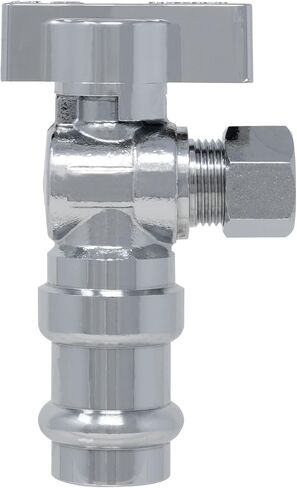 1/4 Turn Angle Stop Valve, 1/2" Press x 3/8" OD Compression Miiflex Heavy Duty Chrome Plated Brass Quarter Shut Off Valve with Ferrule and Nut for Residential/Commercial Compatible with ProPress in Kuwait
