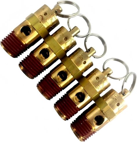 Air Compressor Safety Relief Pressure Valve - Fits for Compressor Parts Replacement SV-150 - Brass Safety Valve - Relief pressure preset to 150 psi with flow rate of 58 SCFM, 1/4" male NPT 5 Pieces ﻿ in Kuwait