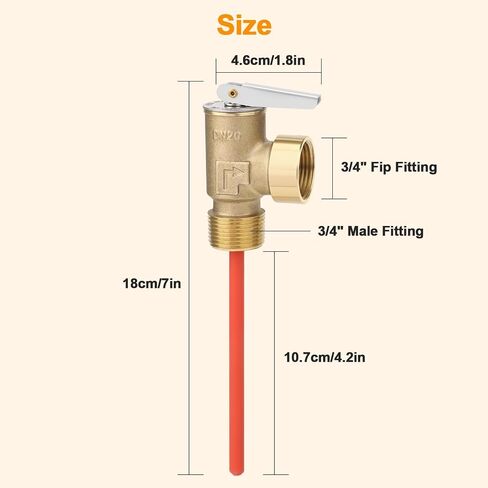 Linkstyle 3/4" NPT Thread Temperature Pressure Relief Valve, 210℉ Temperature Pressure, Dual Protection, RV Water Heater Safety Valve in Kuwait