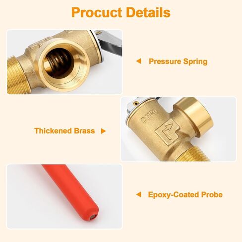 Linkstyle 3/4" NPT Thread Temperature Pressure Relief Valve, 210℉ Temperature Pressure, Dual Protection, RV Water Heater Safety Valve in Kuwait