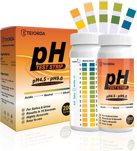 pH Test Strips 200 Count (100×2 Bottles) – Upgraded Dual-Track 14-Color pH Strips for Urine and Saliva（4.5-9.0） Quick & Accurate Test Alkaline & Acid Levels in The Body with Color Chart on Bottle in Kuwait