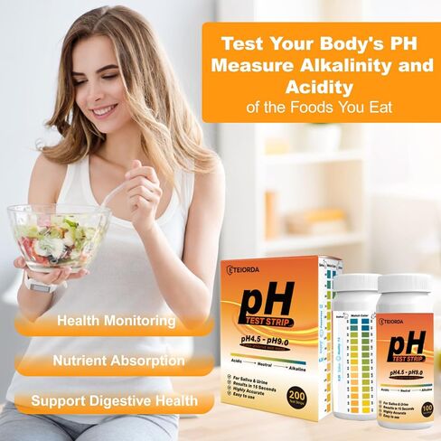 pH Test Strips 200 Count (100×2 Bottles) – Upgraded Dual-Track 14-Color pH Strips for Urine and Saliva（4.5-9.0） Quick & Accurate Test Alkaline & Acid Levels in The Body with Color Chart on Bottle in Kuwait