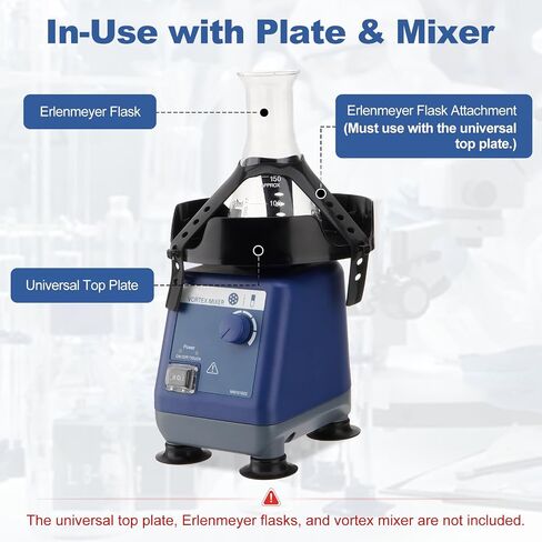 4E's USA Erlenmeyer Flask Attachment Only for Vortex Mixer, Requires Universal Top Plate for Use (Sold Separately, Not Included)，Fits 100-250 mL Erlenmeyer Flasks in Kuwait