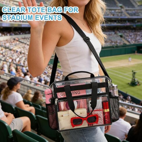 Busiuw Clear Bag for Stadium Events Approved 12x6x12 - Clear Tote Bag Sports Fan Tote Bag with Reinforced Strap for Sport Festival Work Game Day in Kuwait