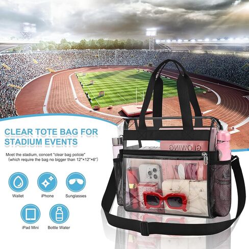 Busiuw Clear Bag for Stadium Events Approved 12x6x12 - Clear Tote Bag Sports Fan Tote Bag with Reinforced Strap for Sport Festival Work Game Day in Kuwait