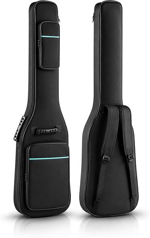 Ktaxon Bass Guitar Bag 46 47", Oxford Cloth Waterproof Guitar Gig Bag Soft Backpack with 0.35 Inch Thick Padding, 2 Storage Pockets Side Handle Front Loop Adjustable Straps in Saudi Arabia