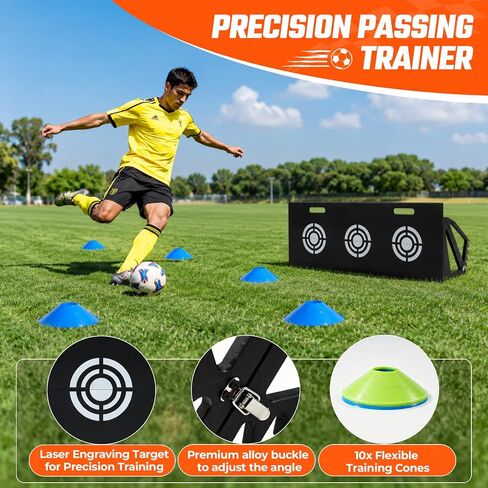 Soccer Rebounder Board, 2026 Upgrade Portable Soccer Wall with 3 Target, Foldable HDPE Kickback Rebound Board with Sandbag, Stable Soccer Training Equipment for Passing Shooting Practice, Adult & Kid in Kuwait