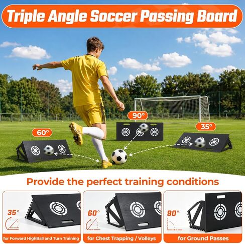 Soccer Rebounder Board, 2026 Upgrade Portable Soccer Wall with 3 Target, Foldable HDPE Kickback Rebound Board with Sandbag, Stable Soccer Training Equipment for Passing Shooting Practice, Adult & Kid in Kuwait