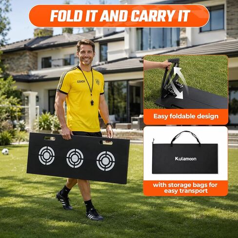 Soccer Rebounder Board, 2026 Upgrade Portable Soccer Wall with 3 Target, Foldable HDPE Kickback Rebound Board with Sandbag, Stable Soccer Training Equipment for Passing Shooting Practice, Adult & Kid in Kuwait