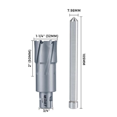 TCT Annular Cutter, 1-1/4" Diameter and 2INCH Depth, Universal Shank Compatible with 3/4" Weldon Shark and Other Standard Tool Holder in Saudi Arabia