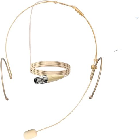 Professional Microphone Headset with Mini XLR Head/Headwron Microphone for Shure Wireless System & Bodypack Transmitter-Beige Double Earest Microphone (MINI 3-Pin XLR) in Saudi Arabia