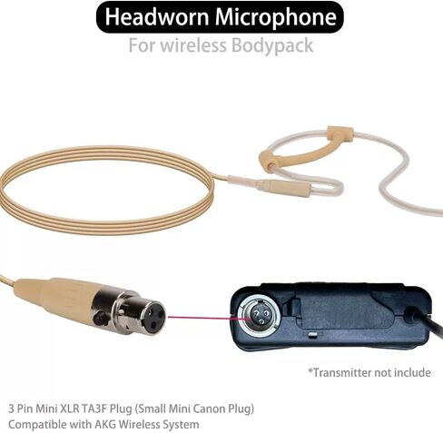 Professional Microphone Headset with Mini XLR Head/Headwron Microphone for Shure Wireless System & Bodypack Transmitter-Beige Double Earest Microphone (MINI 3-Pin XLR) in Saudi Arabia