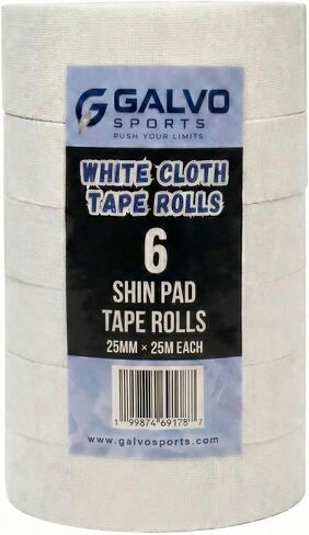 White Cloth Hockey Tape 6 Pack, 25mm x 25m, Strong Adhesive Hockey Stick Tape for Ice Hockey & Lacrosse, Non-Slip Grip, Durable Blade Control, Easy Tear Cloth Tape in Saudi Arabia