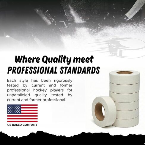 White Cloth Hockey Tape 6 Pack, 25mm x 25m, Strong Adhesive Hockey Stick Tape for Ice Hockey & Lacrosse, Non-Slip Grip, Durable Blade Control, Easy Tear Cloth Tape in Saudi Arabia