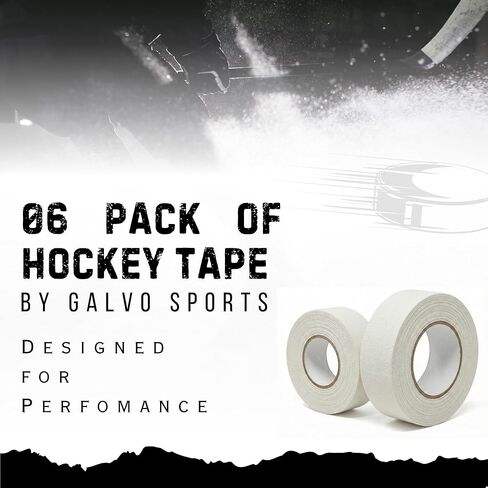 White Cloth Hockey Tape 6 Pack, 25mm x 25m, Strong Adhesive Hockey Stick Tape for Ice Hockey & Lacrosse, Non-Slip Grip, Durable Blade Control, Easy Tear Cloth Tape in Saudi Arabia