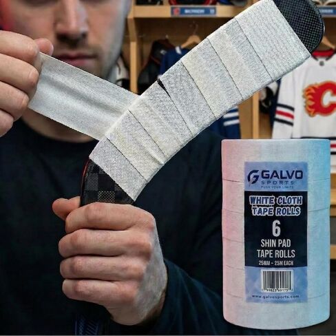 White Cloth Hockey Tape 6 Pack, 25mm x 25m, Strong Adhesive Hockey Stick Tape for Ice Hockey & Lacrosse, Non-Slip Grip, Durable Blade Control, Easy Tear Cloth Tape in Saudi Arabia